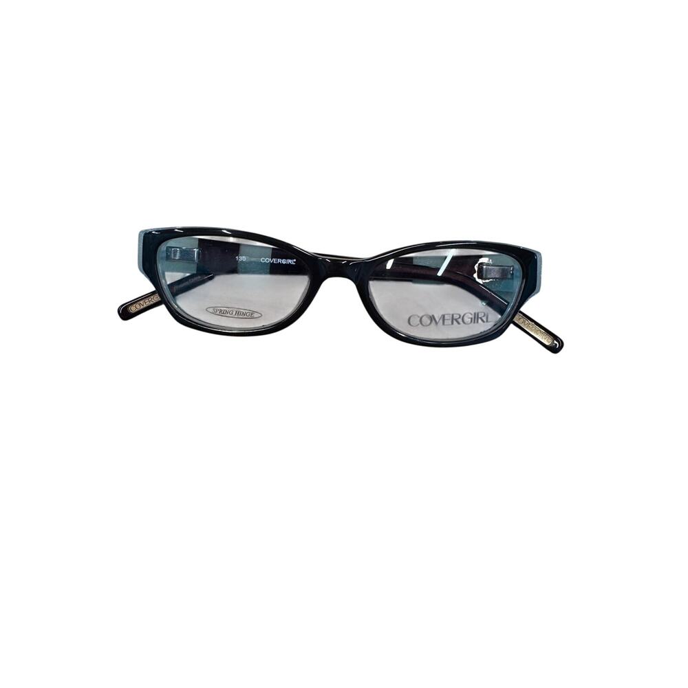 NEW Deadstock Y2k Covergirl black and blue striped rectangle Glasses